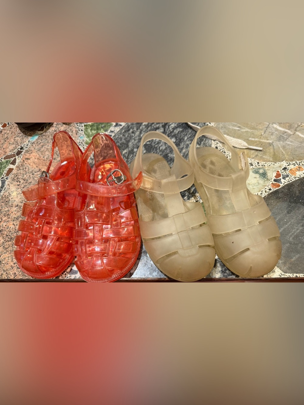 Set of two Clear Jelly Sandals - Red sandals